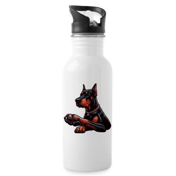 Doberman Doberman Propriétaire Doberman Lovers - Gourde avec paille intégrée - blanc - Droite
