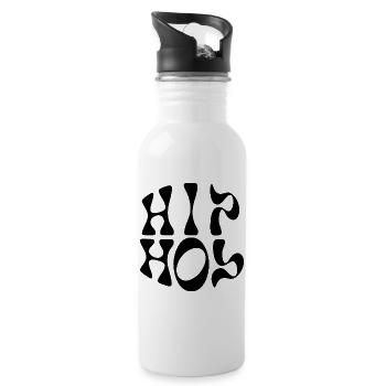 Hip Hop liquid wavy logo - Water bottle with straw - white - Right