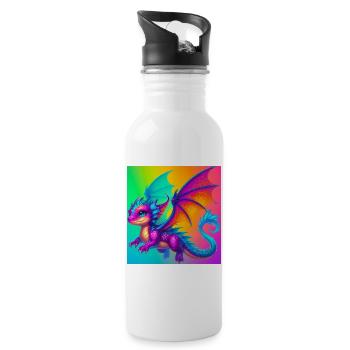 Drache - Trinkflasche mit integriertem Trinkhalm - Weiß - Rechts