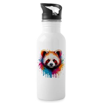 Panda Watercolor Explosion - Water bottle with straw - white - Right