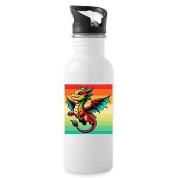 dragon - Water bottle with straw - white - Right