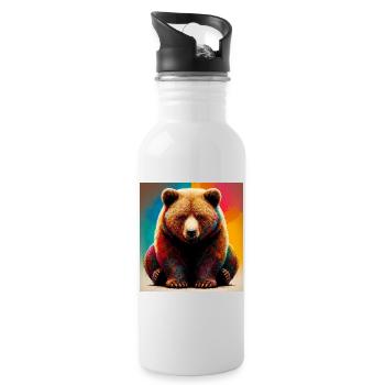 Bär - Trinkflasche mit integriertem Trinkhalm - Weiß - Rechts
