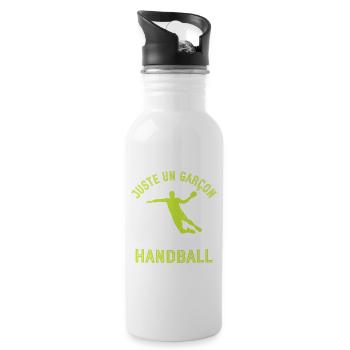 Nur ein Junge, der Handball liebt - Trinkflasche mit integriertem Trinkhalm - Weiß - Rechts