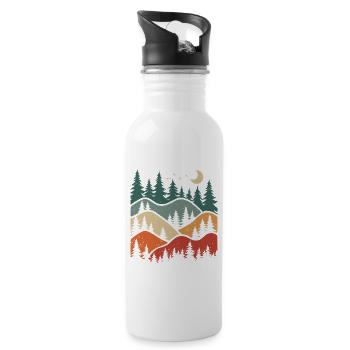 Wald Landschaft Natur Bäume Naturliebhaber - Trinkflasche mit integriertem Trinkhalm - Weiß - Rechts