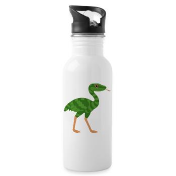 Die Straußenschlange, die Schlange, die rennt! - Trinkflasche mit integriertem Trinkhalm - Weiß - Rechts