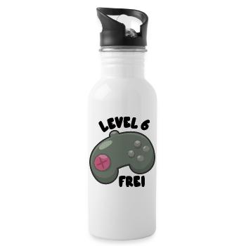 Level 6 Controller 6th Birthday Party - Water bottle with straw - white - Right