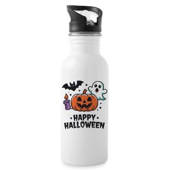 Pumpkin Ghost Bat Halloween - Water bottle with straw - white - Right