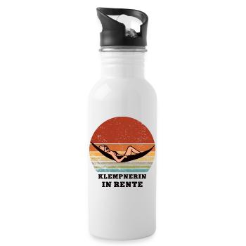 Pension, plumber, retiree, retired - Water bottle with straw - white - Right