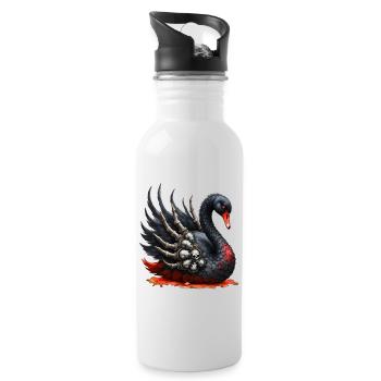 Black Swan with Skulls - Water bottle with straw - white - Right