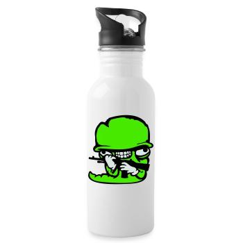 Worm Soldier Crazy Helmet Weapon Aggressive Wild Fun - Water bottle with straw - white - Right