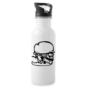 Worm Soldier Crazy Helmet Weapon Aggressive Wild Fun - Water bottle with straw - white - Right