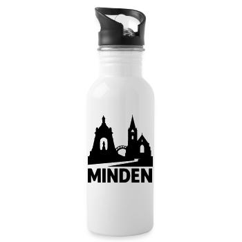 minden westfalen silhouette - Trinkflasche mit integriertem Trinkhalm - Weiß - Rechts