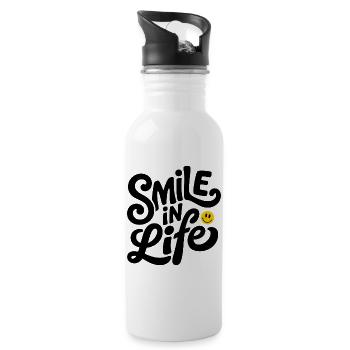 Smile In Life - Trinkflasche mit integriertem Trinkhalm - Weiß - Rechts