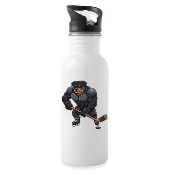 Cool Rottweiler Joueur de Hockey sur Glace Master Sport - Gourde avec paille intégrée - blanc - Droite