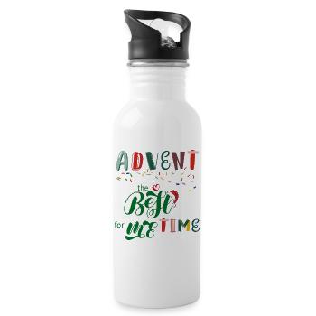 Advent Die Beste Zeit - Trinkflasche mit integriertem Trinkhalm - Weiß - Rechts
