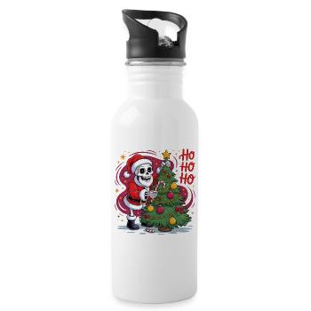 Skelett Santa schmückt Baum - Trinkflasche mit integriertem Trinkhalm - Weiß - Rechts
