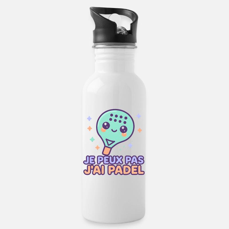 Je peux pas j'ai padel - Gourde avec paille intégrée - blanc
