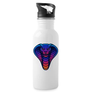 Neon Cobra Gradient Illustration - Water bottle with straw - white - Right