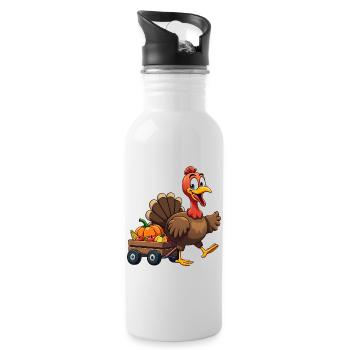 Thanksgiving Drôle Dinde de Thanksgiving - Gourde avec paille intégrée - blanc - Droite