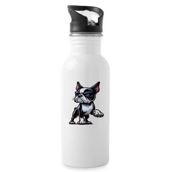 Talk to the Paw Boston Boston terrier Bostie Bosti - Trinkflasche mit integriertem Trinkhalm - Weiß - Rechts