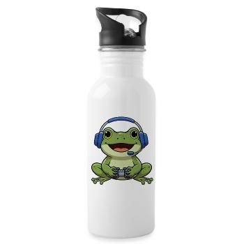 Grenouille pendant le jeu - Gourde avec paille intégrée - blanc - Droite