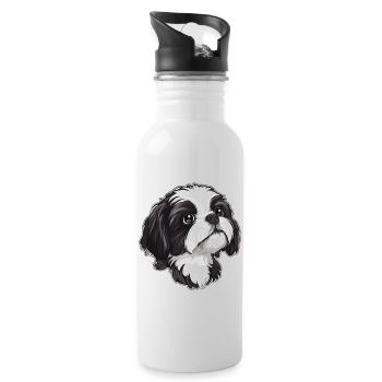 Shih Tzu - Trinkflasche mit integriertem Trinkhalm - Weiß - Rechts