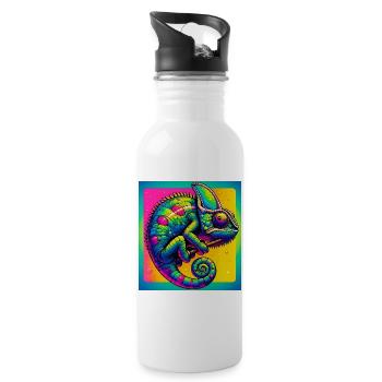 chameleon - Water bottle with straw - white - Right
