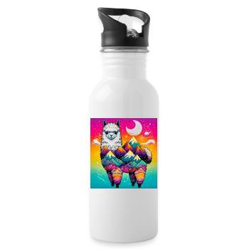Alpaka - Trinkflasche mit integriertem Trinkhalm - Weiß - Rechts