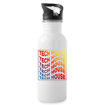 Tech House Neon Gradient Repeats - Water bottle with straw - white - Right