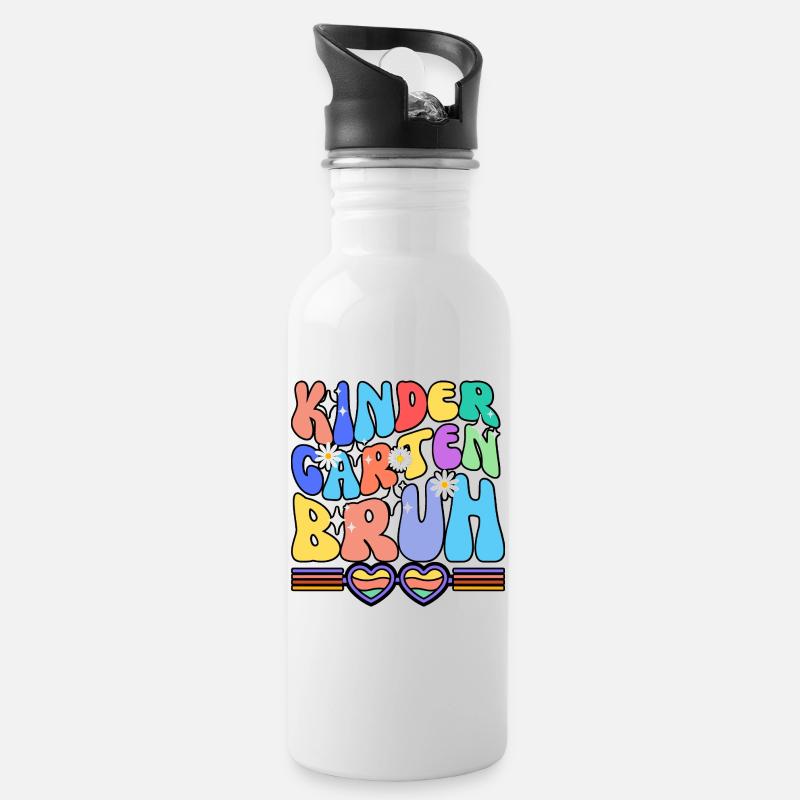 KINDERGARTEN BRUH - Trinkflasche mit integriertem Trinkhalm - Weiß