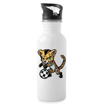 Bande dessinée de football guépard - Gourde avec paille intégrée - blanc - Droite