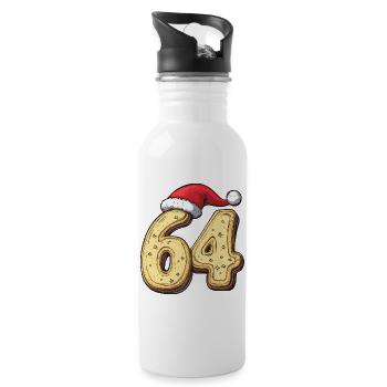 64 Number Cookie Christmas - Water bottle with straw - white - Right