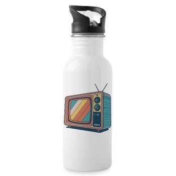 Vintage-TV-Farbenstreifen - Trinkflasche mit integriertem Trinkhalm - Weiß - Rechts
