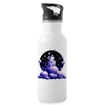 Mondträume Maus mit Bubble Tea - Trinkflasche mit integriertem Trinkhalm - Weiß - Rechts