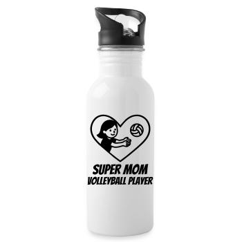 Super Mama Volleyballerin – Herz Volleyball - Trinkflasche mit integriertem Trinkhalm - Weiß - Rechts
