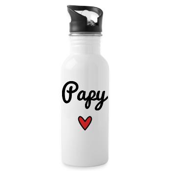 OPA. PAPA. VATERTAG. FROHER VATERTAG - Trinkflasche mit integriertem Trinkhalm - Weiß - Rechts