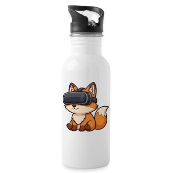 Süßes Eichhörnchen Gamer Cartoon Zocker - Trinkflasche mit integriertem Trinkhalm - Weiß - Rechts