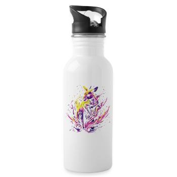 Känguru Tier Australien Down Under Neon Bunt Kunst - Trinkflasche mit integriertem Trinkhalm - Weiß - Rechts