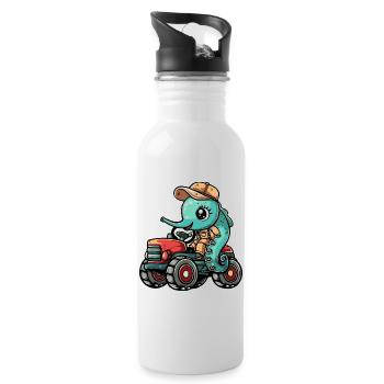 Seepferd Traktor Farmer - Trinkflasche mit integriertem Trinkhalm - Weiß - Rechts