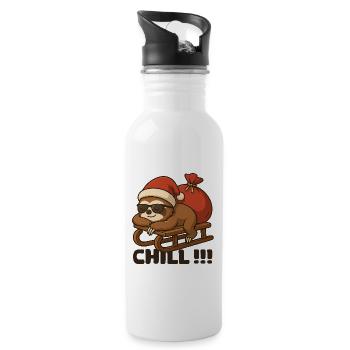 Chill Christmas sloth on sleigh - Water bottle with straw - white - Right