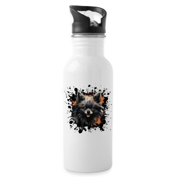 Pomeranian Farb-Splash - Trinkflasche mit integriertem Trinkhalm - Weiß - Rechts
