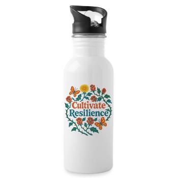 Cultivate Resilience Floral Heart - Water bottle with straw - white - Right
