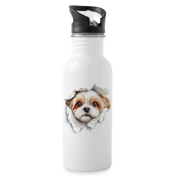 Shih Tzu - Trinkflasche mit integriertem Trinkhalm - Weiß - Rechts