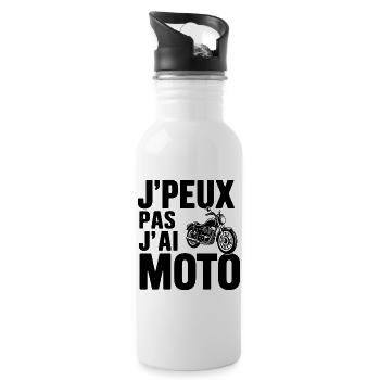J-peux_pas_J-ai_Moto - Gourde avec paille intégrée - blanc - Droite