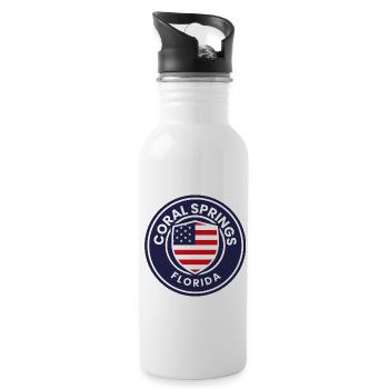 Coral Springs Florida Flaggenschild - Trinkflasche mit integriertem Trinkhalm - Weiß - Rechts
