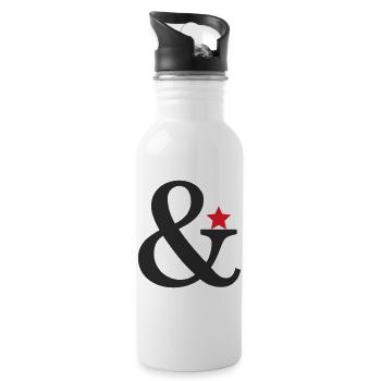 Ampersand mit rotem Sternakzent - Trinkflasche mit integriertem Trinkhalm - Weiß - Rechts