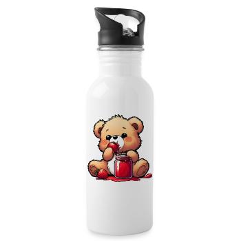 Bear Teddy Bear Bear - Water bottle with straw - white - Right