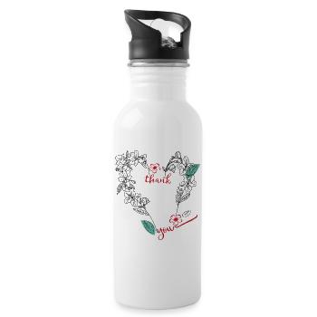 Thank you heart - Water bottle with straw - white - Right