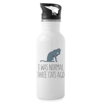 Vor drei Katzen war ich noch normal - Trinkflasche mit integriertem Trinkhalm - Weiß - Rechts