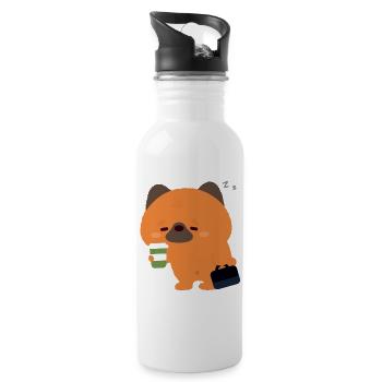 Sleepy German Shepherd Coffee - Water bottle with straw - white - Right